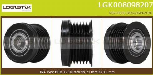 LGK LGK008098207 - Шкив генератора, муфта unicars.by