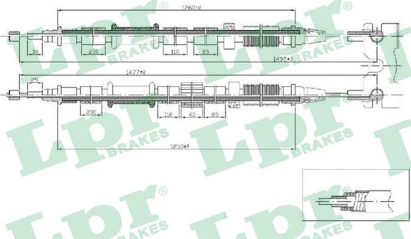 LPR C1674B - Тросик, cтояночный тормоз unicars.by