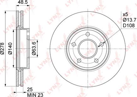 LYNXauto BN-1024 - Тормозной диск unicars.by