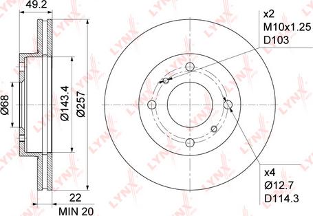 LYNXauto BN-1104 - Тормозной диск unicars.by