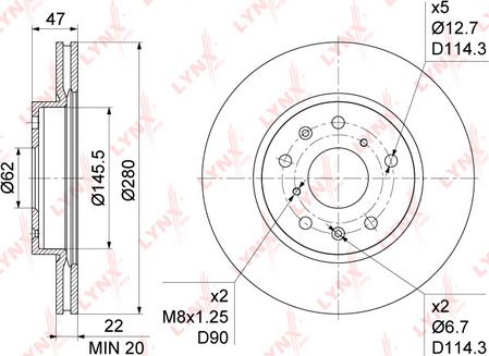 LYNXauto BN-1134 - Тормозной диск unicars.by