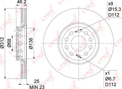 LYNXauto BN-1207 - Тормозной диск unicars.by