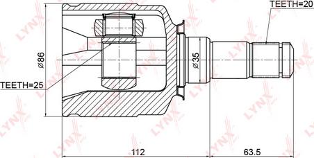 LYNXauto CI-3726 - Шарнирный комплект, ШРУС, приводной вал unicars.by