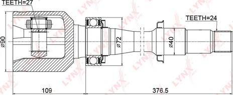 LYNXauto CI-3722 - Шарнирный комплект, ШРУС, приводной вал unicars.by