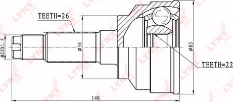 LYNXauto CO-4403 - Шарнирный комплект, ШРУС, приводной вал unicars.by