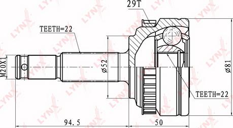 LYNXauto CO-5903A - Шарнирный комплект, ШРУС, приводной вал unicars.by