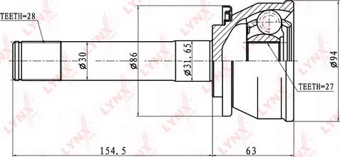 LYNXauto CO-5512 - Шарнирный комплект, ШРУС, приводной вал unicars.by