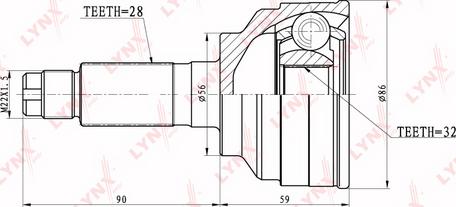 LYNXauto CO-5137 - Шарнирный комплект, ШРУС, приводной вал unicars.by