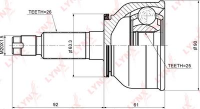 LYNXauto CO-5121 - Шарнирный комплект, ШРУС, приводной вал unicars.by