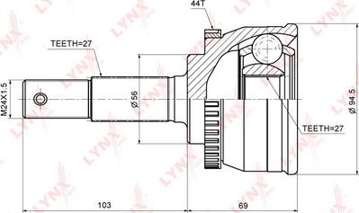 LYNXauto CO-5749A - Шарнирный комплект, ШРУС, приводной вал unicars.by