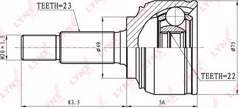 LYNXauto CO-5767 - Шарнирный комплект, ШРУС, приводной вал unicars.by