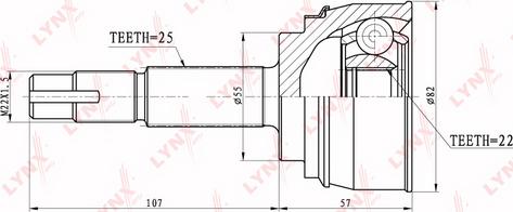 LYNXauto CO-5704 - Шарнирный комплект, ШРУС, приводной вал unicars.by