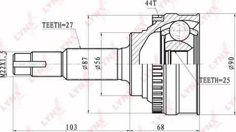 LYNXauto CO-5718A - Шарнирный комплект, ШРУС, приводной вал unicars.by