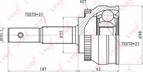 LYNXauto CO-5738A - Шарнирный комплект, ШРУС, приводной вал unicars.by