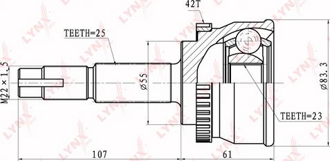 LYNXauto CO-5725A - Шарнирный комплект, ШРУС, приводной вал unicars.by