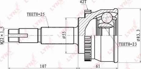 LYNXauto CO-5722A - Шарнирный комплект, ШРУС, приводной вал unicars.by