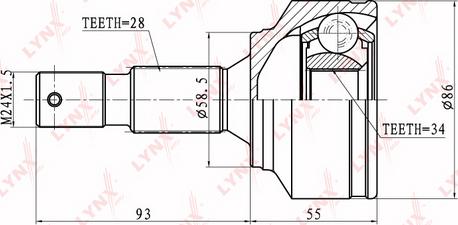 LYNXauto CO-6104 - Шарнирный комплект, ШРУС, приводной вал unicars.by