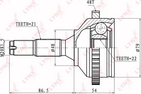 LYNXauto CO-6114A - Шарнирный комплект, ШРУС, приводной вал unicars.by