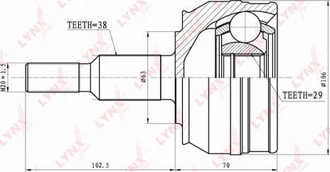 LYNXauto CO-8006 - Шарнирный комплект, ШРУС, приводной вал unicars.by