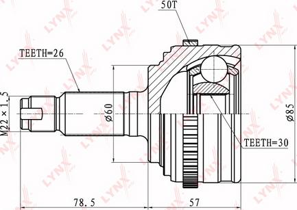 LYNXauto CO-3408A - Шарнирный комплект, ШРУС, приводной вал unicars.by