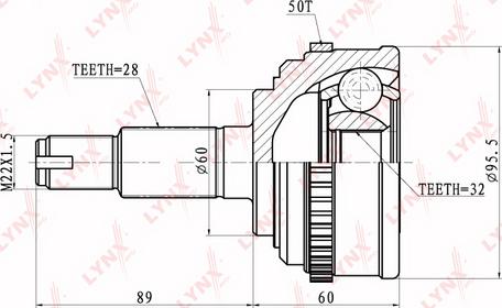 LYNXauto CO-3402A - Шарнирный комплект, ШРУС, приводной вал unicars.by