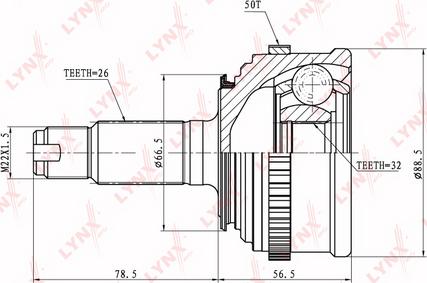 LYNXauto CO-3407A - Шарнирный комплект, ШРУС, приводной вал unicars.by