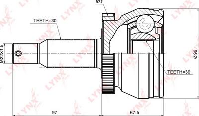 LYNXauto CO-3695A - Шарнирный комплект, ШРУС, приводной вал unicars.by