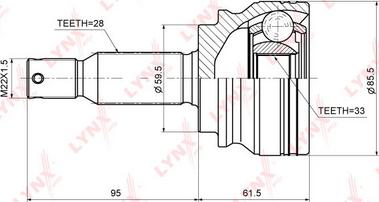 LYNXauto CO-3643 - Шарнирный комплект, ШРУС, приводной вал unicars.by