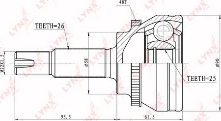 LYNXauto CO-3647A - Шарнирный комплект, ШРУС, приводной вал unicars.by