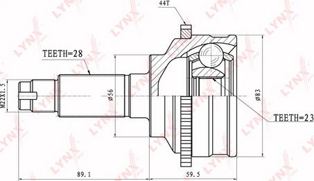 LYNXauto CO-3652A - Шарнирный комплект, ШРУС, приводной вал unicars.by