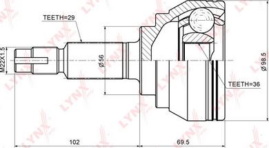 LYNXauto CO-3661 - Шарнирный комплект, ШРУС, приводной вал unicars.by