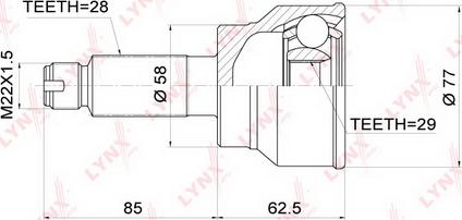 LYNXauto CO-3680 - Шарнирный комплект, ШРУС, приводной вал unicars.by