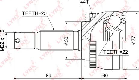 LYNXauto CO-3634A - Шарнирный комплект, ШРУС, приводной вал unicars.by