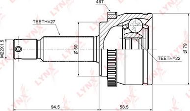 LYNXauto CO-3635A - Шарнирный комплект, ШРУС, приводной вал unicars.by