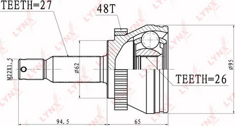 LYNXauto CO-3633A - Шарнирный комплект, ШРУС, приводной вал unicars.by