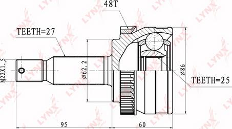 LYNXauto CO-3626A - Шарнирный комплект, ШРУС, приводной вал unicars.by