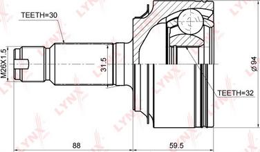 LYNXauto CO-3671 - Шарнирный комплект, ШРУС, приводной вал unicars.by