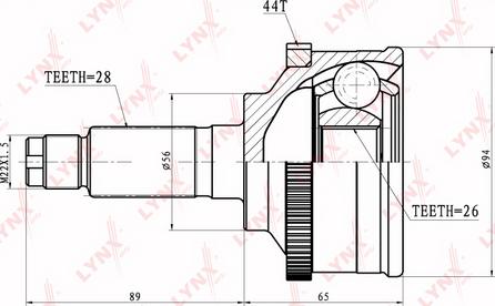 LYNXauto CO-3022A - Шарнирный комплект, ШРУС, приводной вал unicars.by