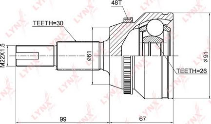 LYNXauto CO-3858A - Шарнирный комплект, ШРУС, приводной вал unicars.by