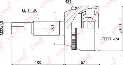 LYNXauto CO-3857A - Шарнирный комплект, ШРУС, приводной вал unicars.by