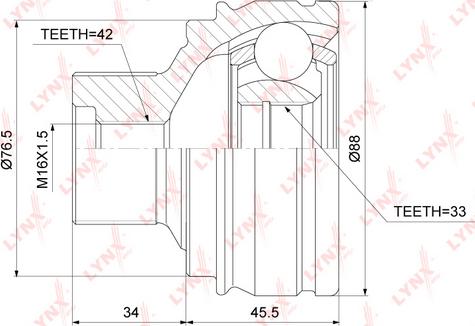 LYNXauto CO-3833 - Шарнирный комплект, ШРУС, приводной вал unicars.by