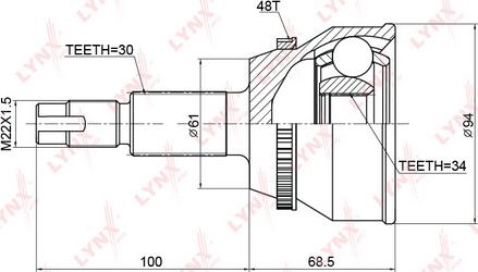 LYNXauto CO-3758A - Шарнирный комплект, ШРУС, приводной вал unicars.by