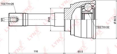 LYNXauto CO-3711 - Шарнирный комплект, ШРУС, приводной вал unicars.by