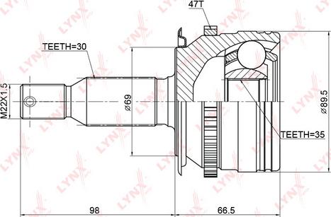 LYNXauto CO-3774A - Шарнирный комплект, ШРУС, приводной вал unicars.by