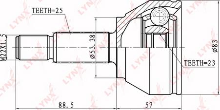 LYNXauto CO-2801 - Шарнирный комплект, ШРУС, приводной вал unicars.by