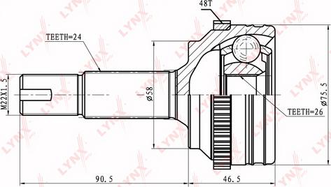 LYNXauto CO-7540A - Шарнирный комплект, ШРУС, приводной вал unicars.by