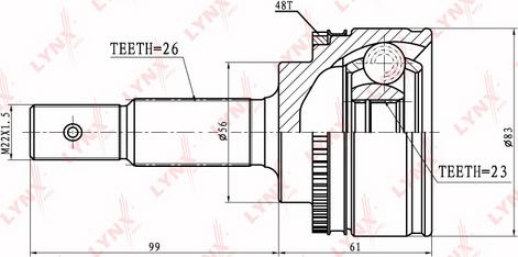 LYNXauto CO-7558A - Шарнирный комплект, ШРУС, приводной вал unicars.by