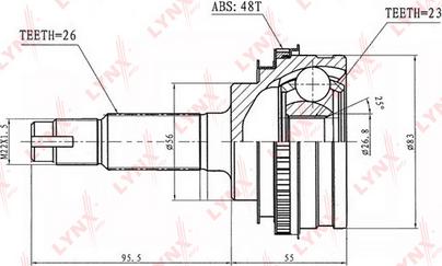 LYNXauto CO-7506A - Шарнирный комплект, ШРУС, приводной вал unicars.by