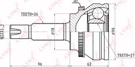 LYNXauto CO-7503A - Шарнирный комплект, ШРУС, приводной вал unicars.by