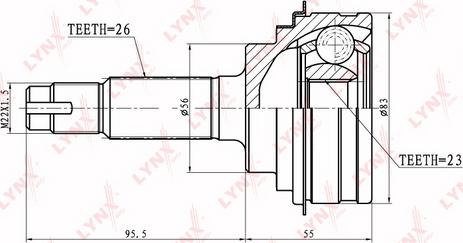 LYNXauto CO-7507 - Шарнирный комплект, ШРУС, приводной вал unicars.by